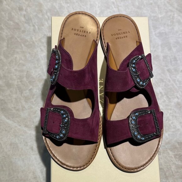 Sezane Jade Low Mules in Plum 39 (8) - Picture 4 of 5